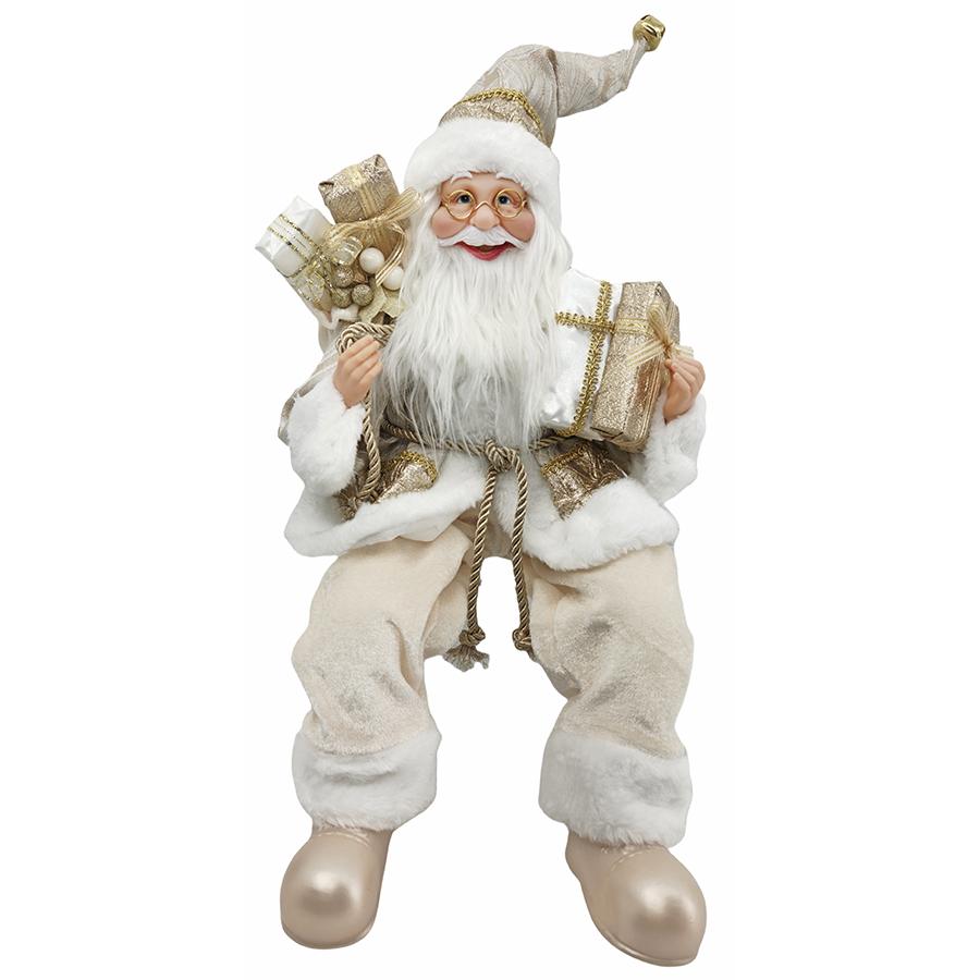 White & Champagne Sitting Santa